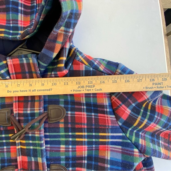 Tartan Plaid Hooded Duffle Coat Toggle Jacket Women’s Small Winter Colorful - Picture 8 of 14